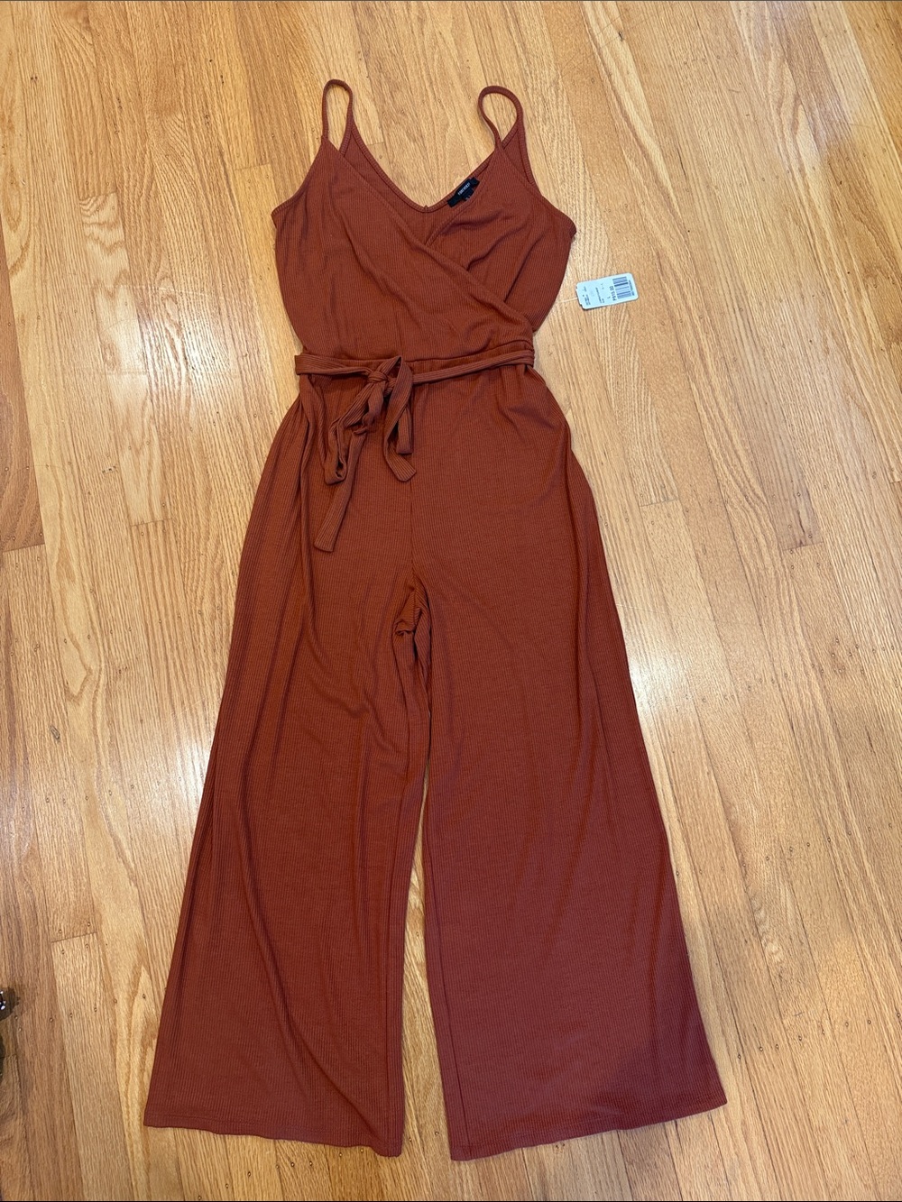 Forever 21 Rust Brown Wide-Leg Jumpsuit with Tie Waist